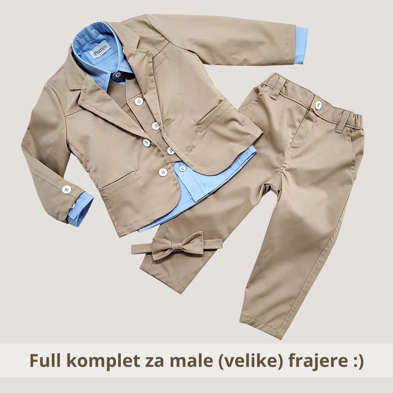Kapućino-bež/plavi_3 komplet za male dečake